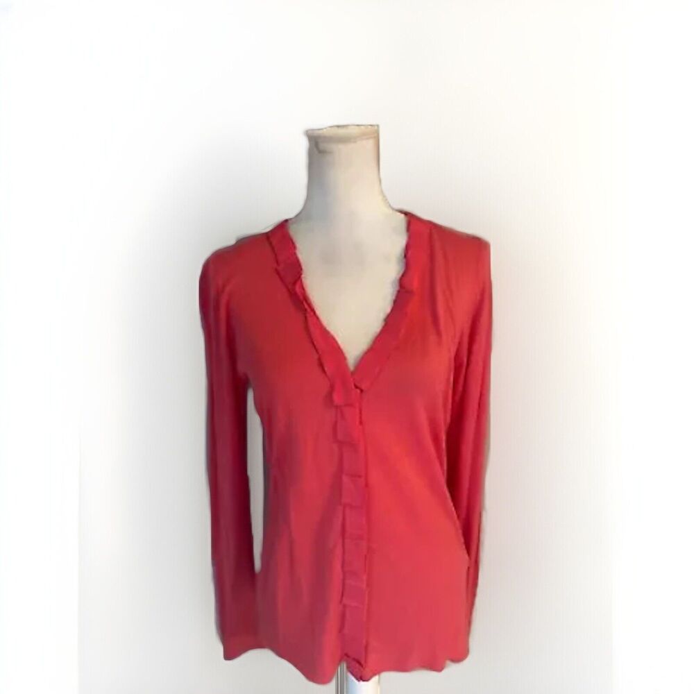 Elie Tahari Ribbon Neck Cardigan Sweater Medium